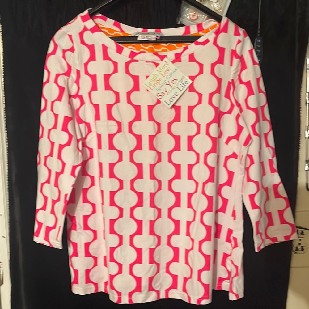 NWT gretchen Scott hot pink long sleeve shirt size large